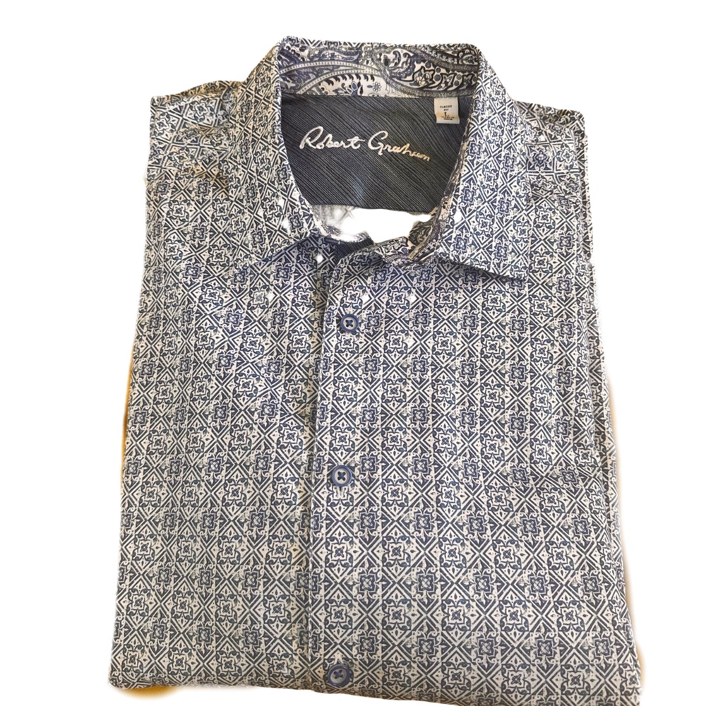 Robert Graham Blue and White Patterned Shirt